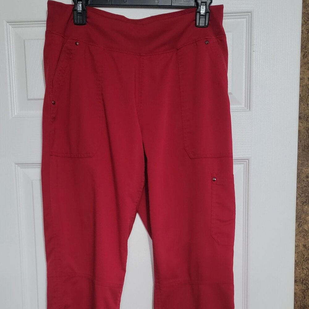 Healing Hands Purple Label Women's 5-Pocket STRETCH Yoga Scrub Pants Red Medium